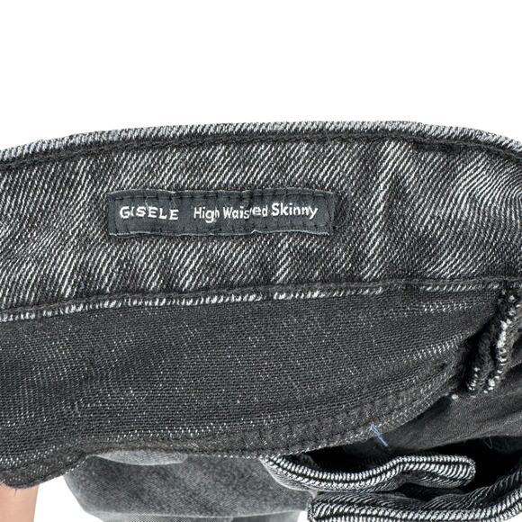 Dear John Gisele Black Quebec Rigid Denim High Waist Raw Hem Slim Skinny Jeans - Picture 10 of 11